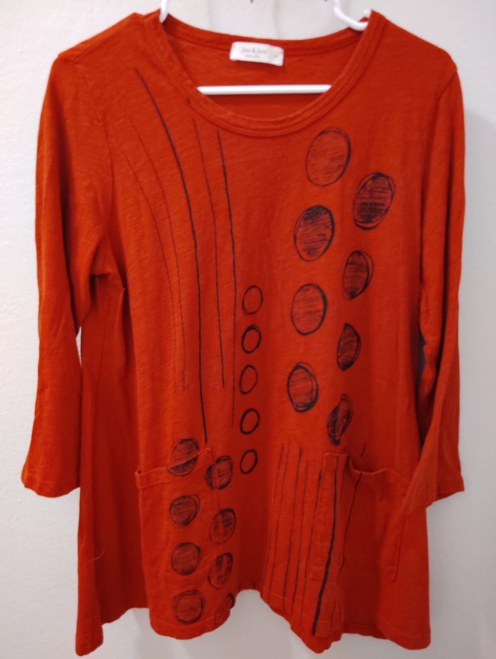 🦋Jess & Jess Women's Red Graphic Pocket Tunic